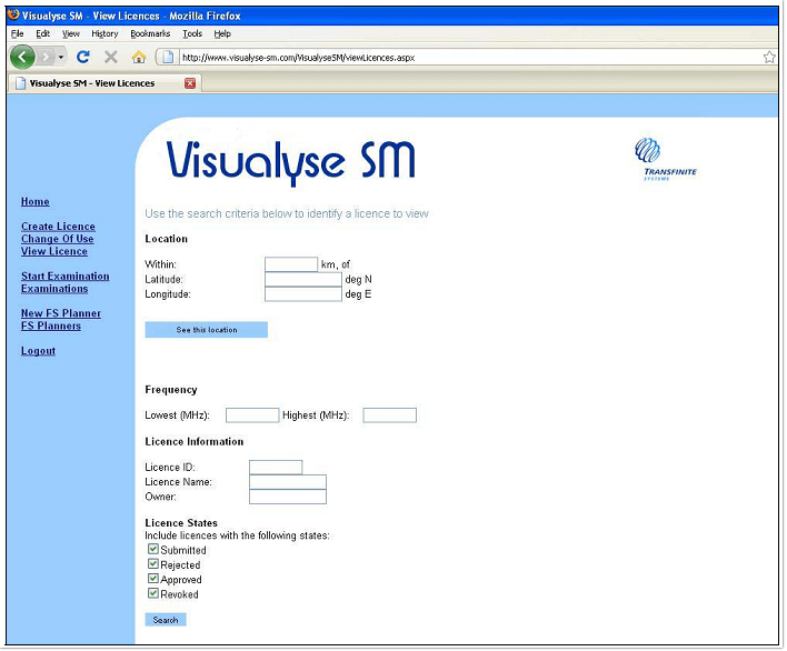 Visualyse SM在线用户的工作界面